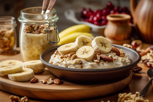 Overnight Oats with Banana and Flaxseed